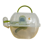 Transportador con rueda y bebedero para Hámster Enano ¡Más que un transportador! Lleva a tu hámster seguro, hidratado y entretenido. Incluye rueda y bebedero para que no le falte nada.